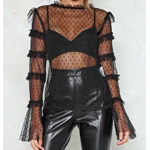 Nasty Gal Black Chin Up Mesh Top